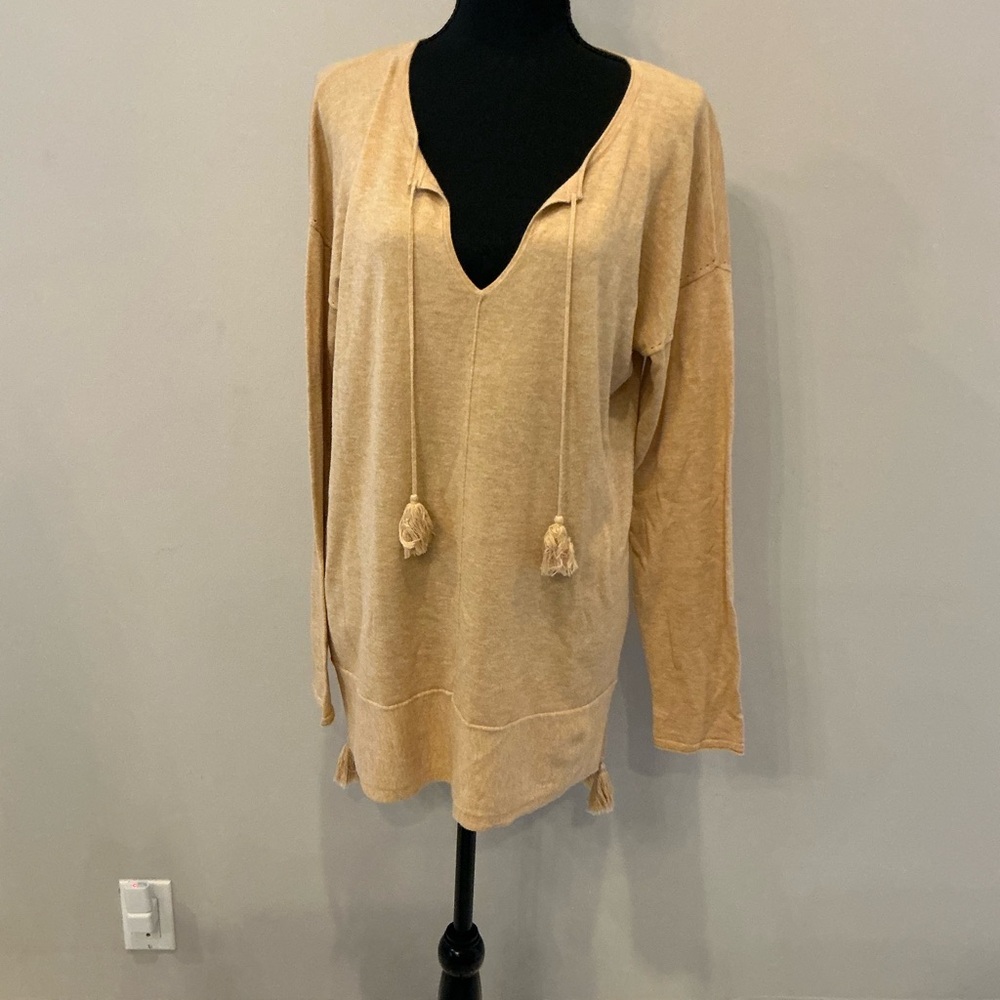 Lilly Pulitzer Tan Knit Sweater with Tassels
